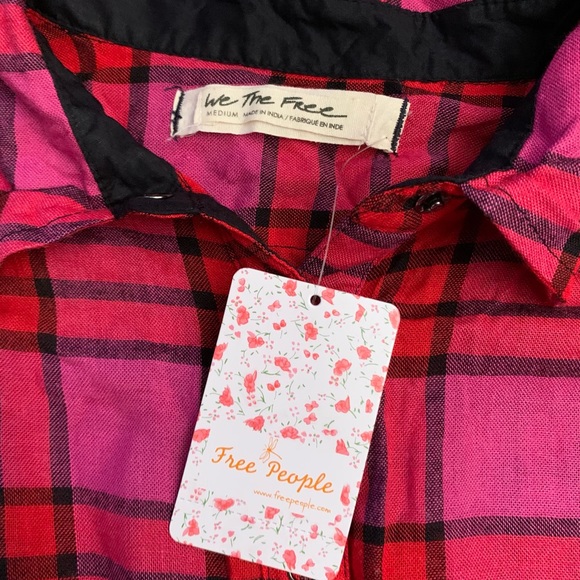 New With Tags Women's We The Free Plaid Shirt Size Medium - Picture 4 of 9